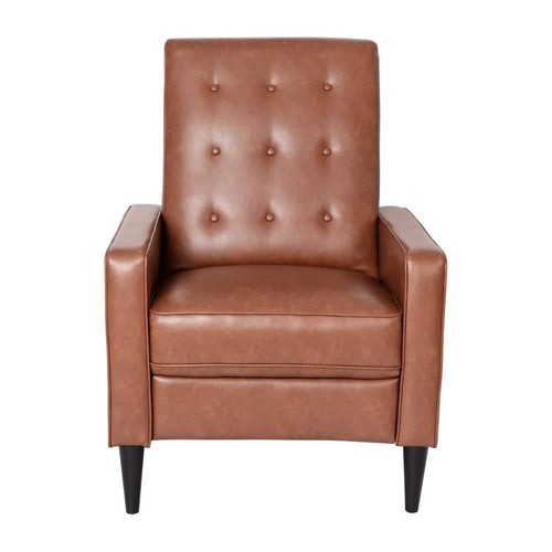 TAYLOR + LOGAN 29 in. W Cognac Brown Mid-Century Modern Tufted Upholstered - Picture 7 of 12