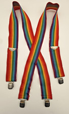 Vintage 70's Rainbow Thick Striped Suspenders Unisex Adult Costume Mork  Mindy
