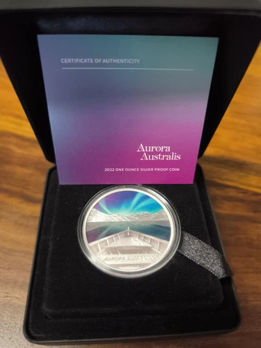 Moneda de plata Aurora Australis 1 oz Perth Mint Tuvalu 2022 1647/2000 - Imagen 4 de 5