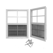 Yuzzy 24" x 36" Shed Windows with Tempered Glass and Fiberglass Screen, 2 Pac...