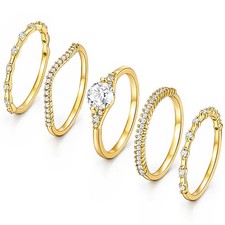 iF YOU Gold Rings for Women Non Tarnish, Dainty 14K 9, round cz