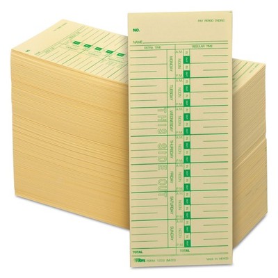 TOPS Time Card for Acroprint/IBM/Lathem/Simplex, Weekly, 3 1/2 x 9, 500/Box