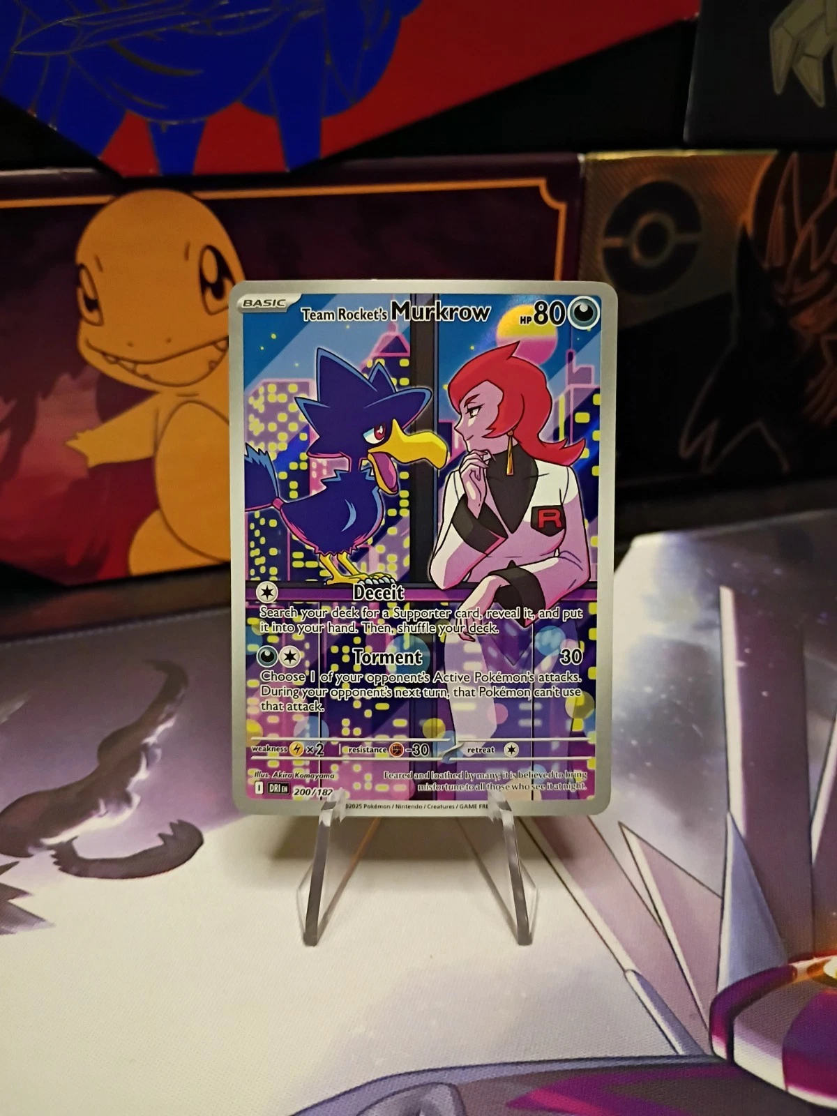 Pokemon TCG Team Rockets Murkrow Illustration Card 200/182 Destined Rivals
