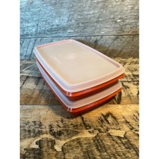 Vtg Tupperware Rectangular Storage Containers Set of 2 Retro Kitchenware