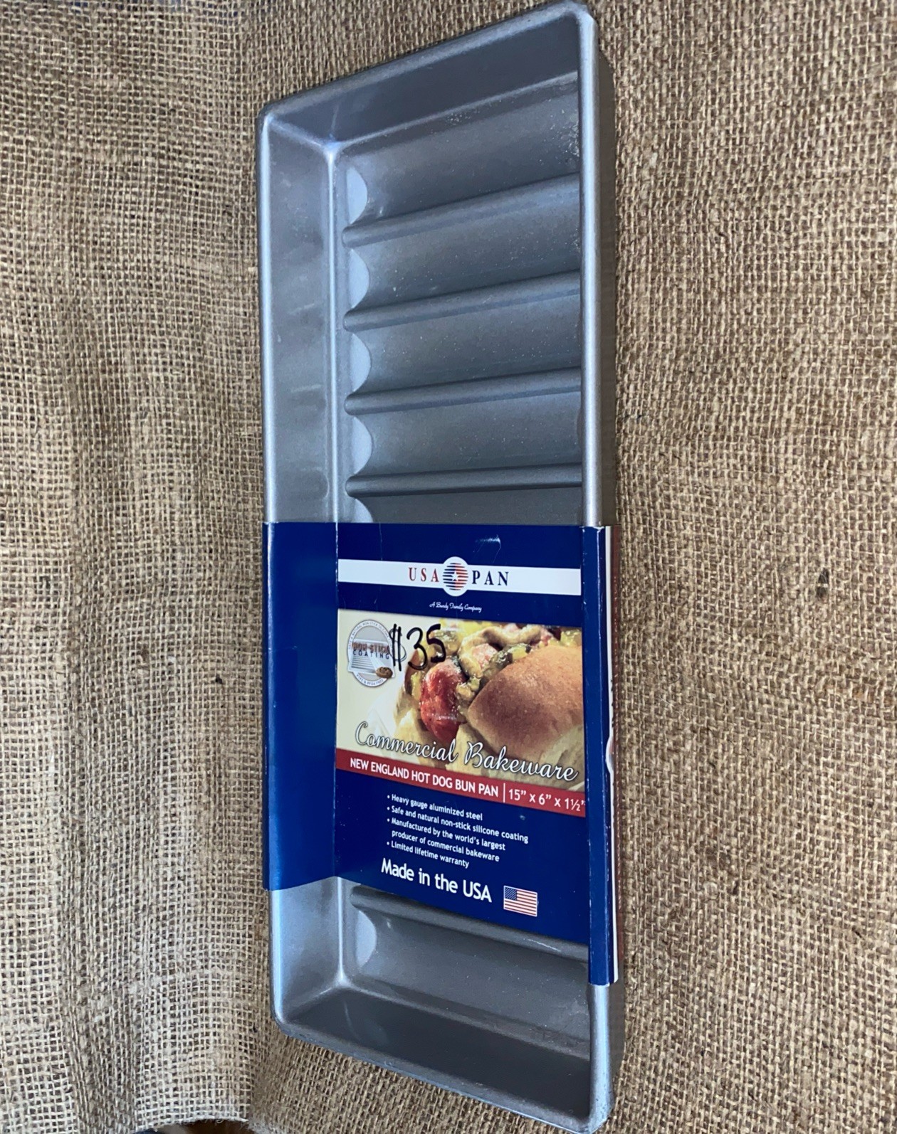 USA Pan Bakeware Nonstick New England Hot Dog Bun and Lobster Roll Loaf Pan, ...