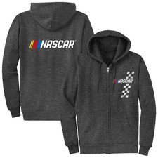 NASCAR Heather Charcoal Full-Zip Hoodie Size S-5XL Fanmade