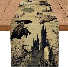 Halloween Table Runner Vintage Ghost Table Runners Seasonal Kitchen Dining Table