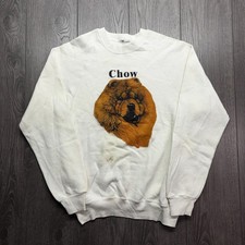 Vintage Chow Dog 1980s Raglan Sweatshirt White Medium