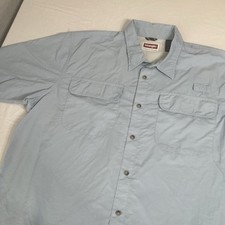 Wrangler Premium Quality Short Sleeve Blue Button Down Shirt Men s XL Nylon