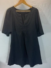 Pomander Place Finley Tunic Short Dress Women Sz L Black Pockets Flutter Sleeve