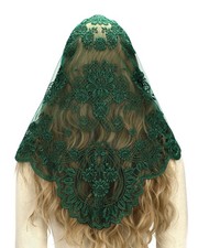 Triangle Catholic Chapel Mantilla Veils Short Camellia Embroidery Mass Lace