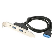 RIITOP 2 Ports USB 3.0 Female Back Panel to MB 20pin Header 1.5ft, Black