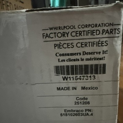 Whirlpool W11547313 Refrigerator Compressor 