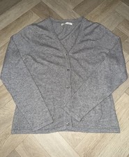 Beautiful Soft Deane & White 100% Pure Cashmere Grey V-Neck Cardigan Size XL 