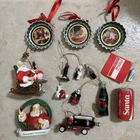 13 Lot of Vtg Coca-Cola Xmas Tree Ornaments, Bottle Tops Delivery Truck Minis++