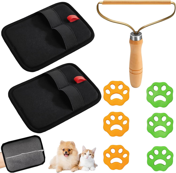 9 StüCk Tierhaarentferner Handschuh Set, Fellmagnet Handschuhe FüR Hunde- Und Ka-image