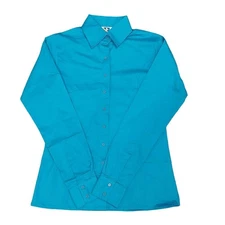 68520TUR RHC Ladies Sateen Concealed Zippered Western Show Shirt - Turquoise NEW