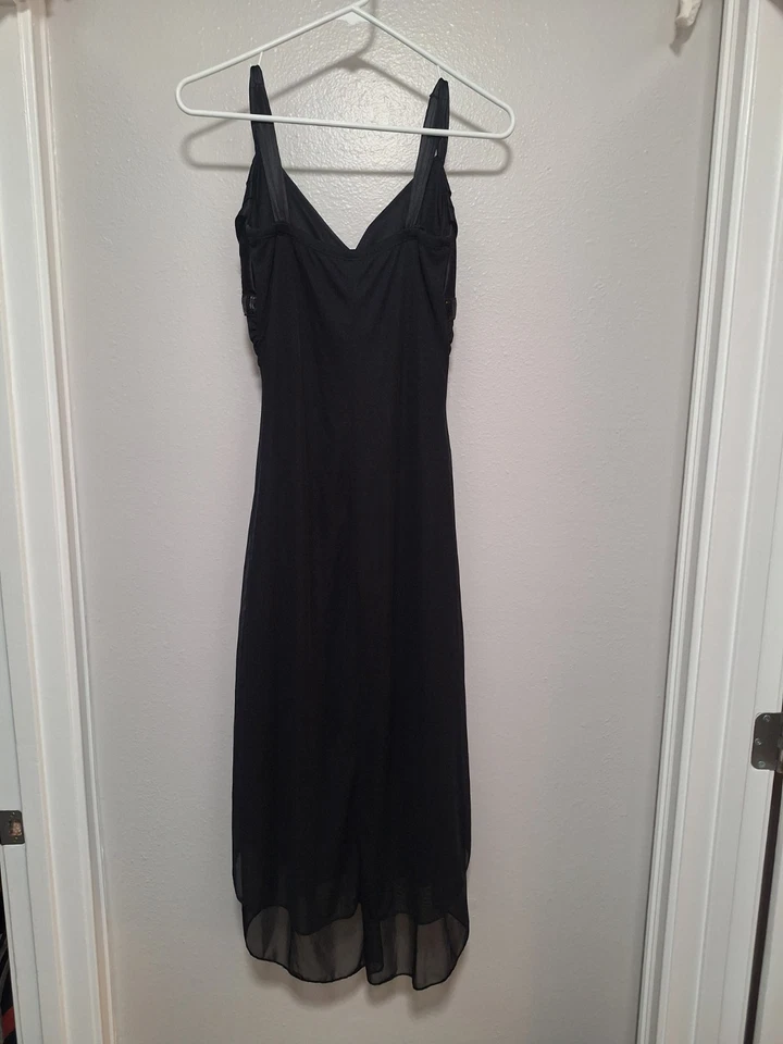Vestido Babydoll Acanalado Midi Hi-lo Vintage Y2K Ruby Rox Negro Talla S Prom Hoco Goth Foto 2 de 3