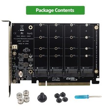 4-Port PCI-E 4.0 X16 NVME SSD Adapter Card, Support Soft RAID 64Gbps Full Speed