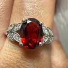925 Sterling Silver Ring 8x6mm Natural Rhodolite Garnet Gemstone Zircon Flower — photo 3