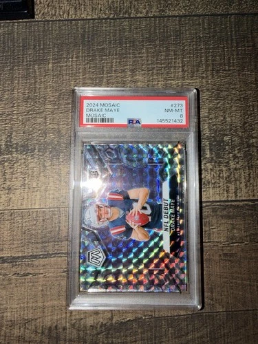 2024 Panini Mosaic - NFL Debut Drake Maye #273 Mosaic Prizm (RC) PSA 8