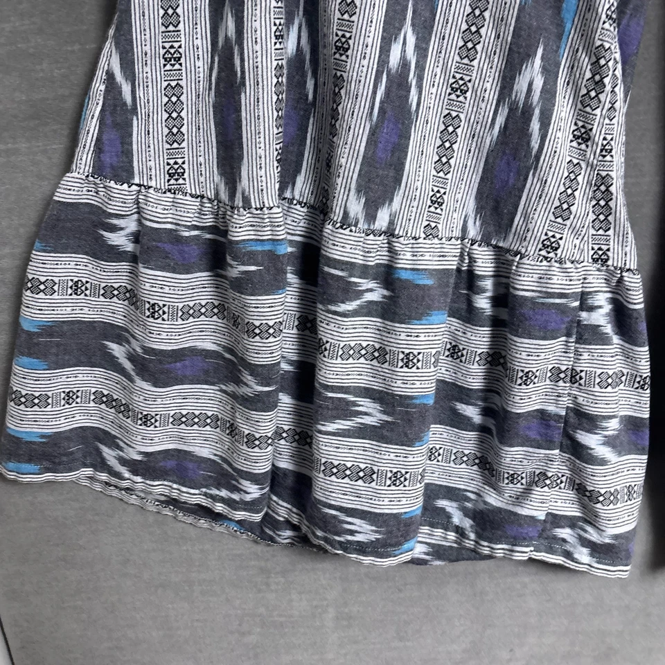 Soft Surrounding Pants 2X Gray Blue Ikat Ruffle Boho Gypsy Beach Casual Wide Leg - Image 4 of 4