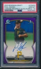 PSA 10 PAUL SKENES AUTO 1st 2023 Bowman Chrome PURPLE REFRACTOR/250 RC GEM MINT