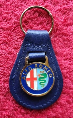 ALFA ROMEO KEYRING 2000s EARLY VINTAGE PERIOD BLUE LEATHER KEYFOB - Image 1 of 3