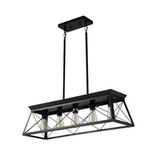 MODERN HABITAT Gelsenkirchen 5-Light Black Finish Farmhouse Linear Chandelier 