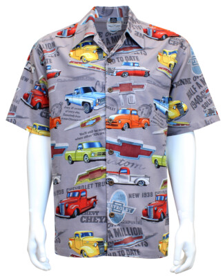 David Carey Chevy Chevrolet Old Trucks Camp Hawaiian Button Down