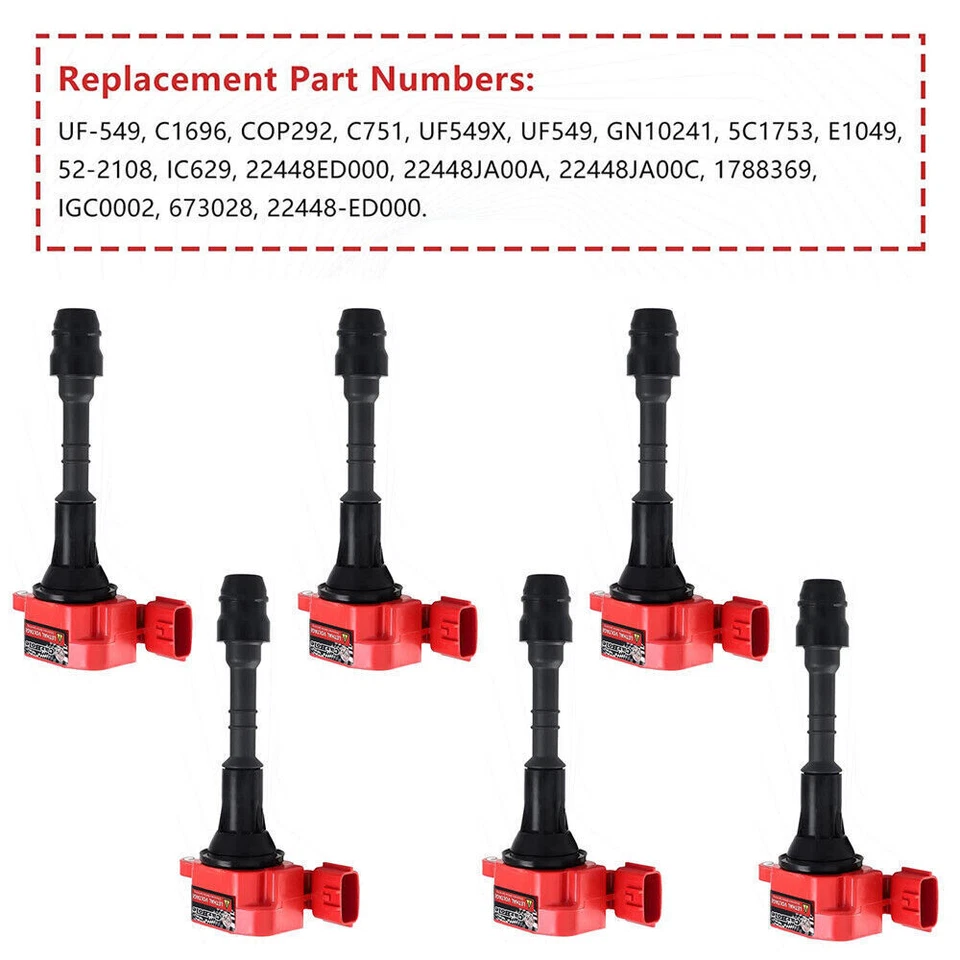 Set of 6 Ignition Coil Pack and Spark Plugs for Maxima Murano Pathfinder Quest - Image 4 of 4
