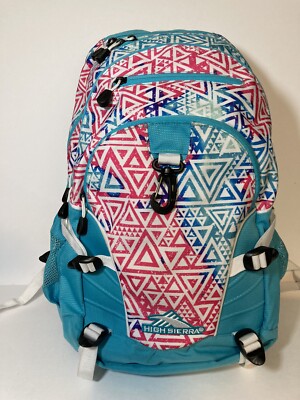 High Sierra Suspension Multi Color Pink Teal Abstract Large Backpack