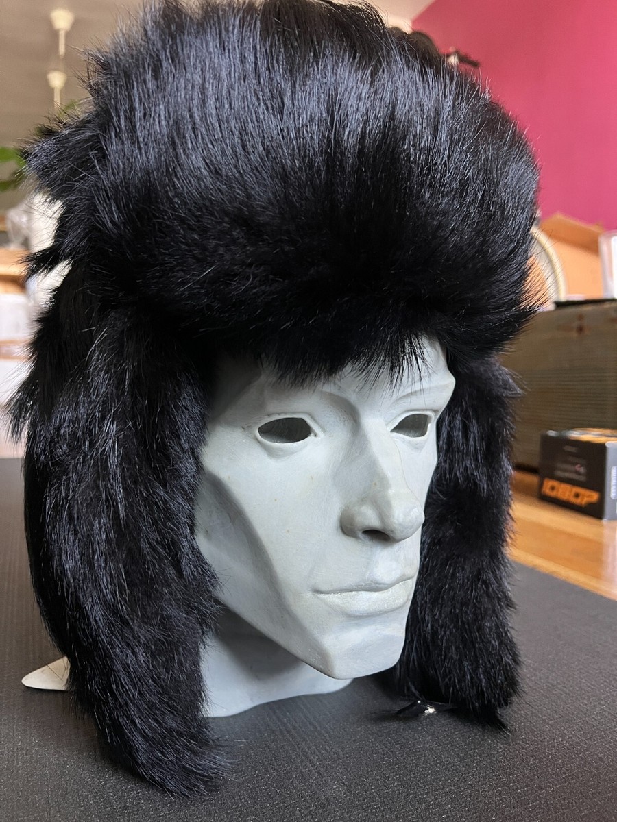 PRADA ITALY REAL FOX FUR WINTER HAT RUSSIAN STYLE BLACK SIZE  display picture 2