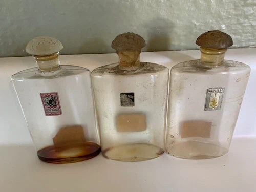 LOT 3 VINTAGE 1930's BETTY FAYE & CIRO EMPTY Perfume Bottles with Glass Stoppers