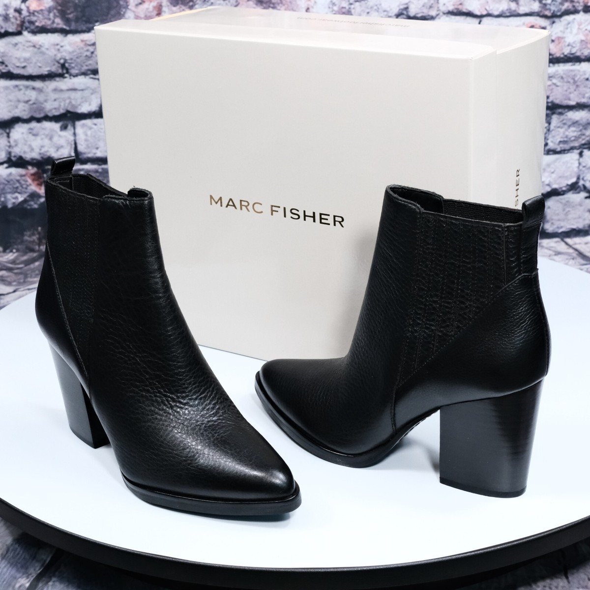 Marc Fisher: Alva Black, Genuine Leather Booties Retail: $199)