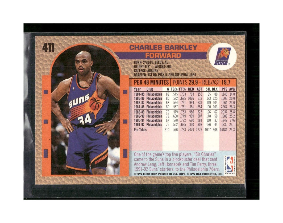 1992-93 Fleer Phoenix Suns Basketball Card #411 Charles Barkley