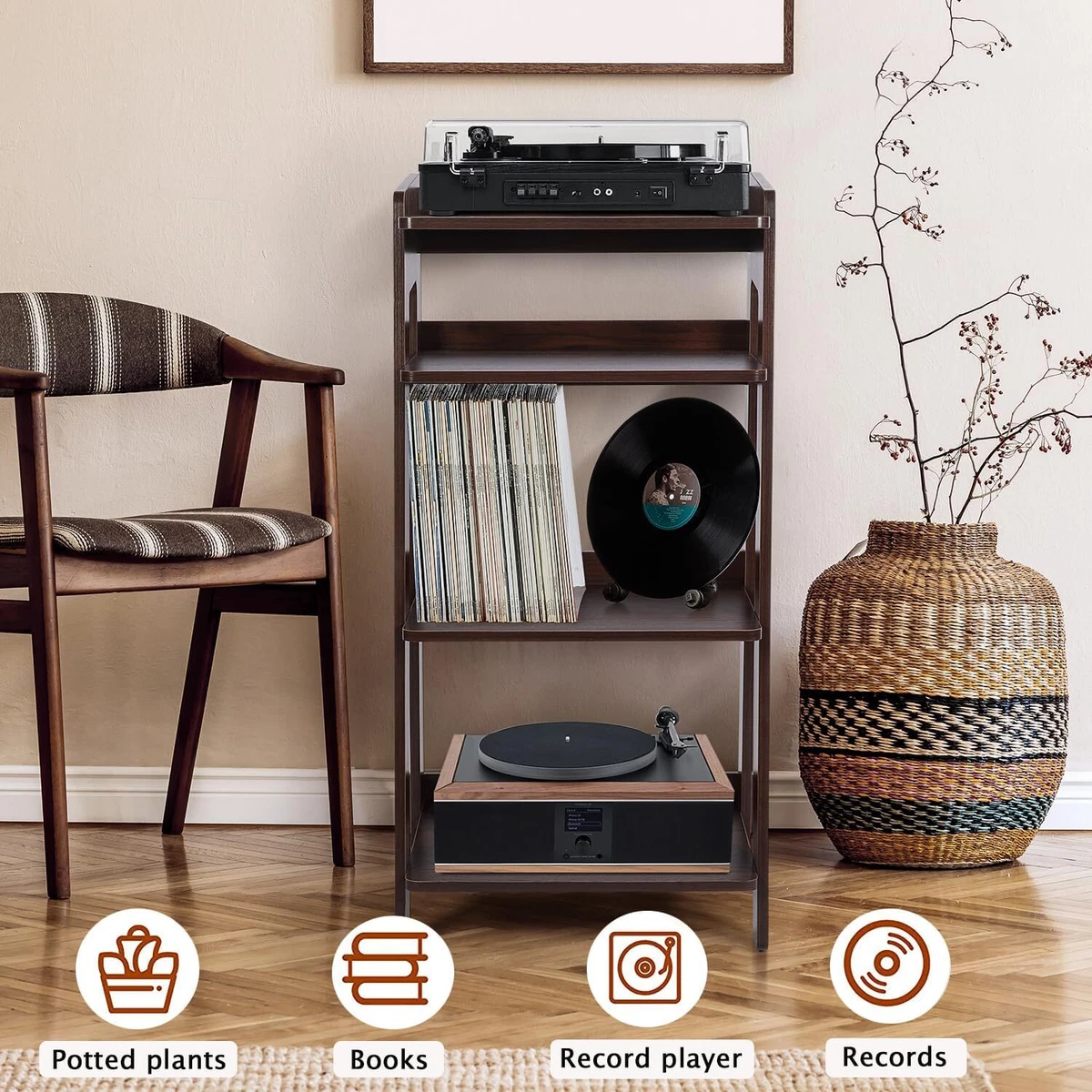 Tv stand 2024 with turntable shelf