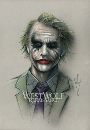 JOKER Drawing 12 x 18 " - Heath Ledger/Batman/The Dark Knight Rises Artwork - Picture 1 of 2