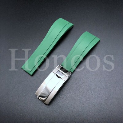 20mm D/Green Soft Rubber Strap Band Fits for Rolex Watches 116610 16610 114060 