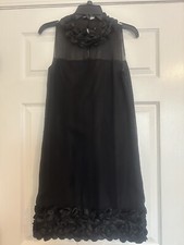 Taylor Black Dress Size 2 Sleeveless Lined Party Formal Cocktail Rosette Trimmed
