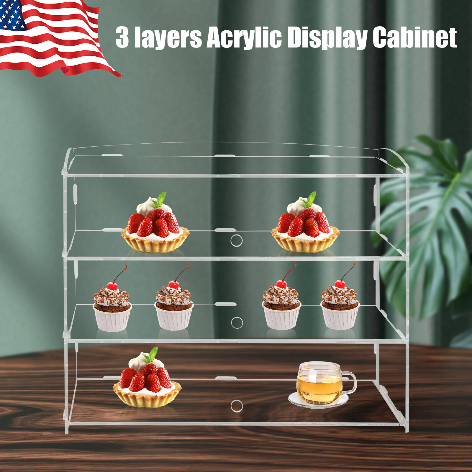 Acrylic Display Case, 3 Tier Bakery Pastry Display Case Toys Collectibles Case