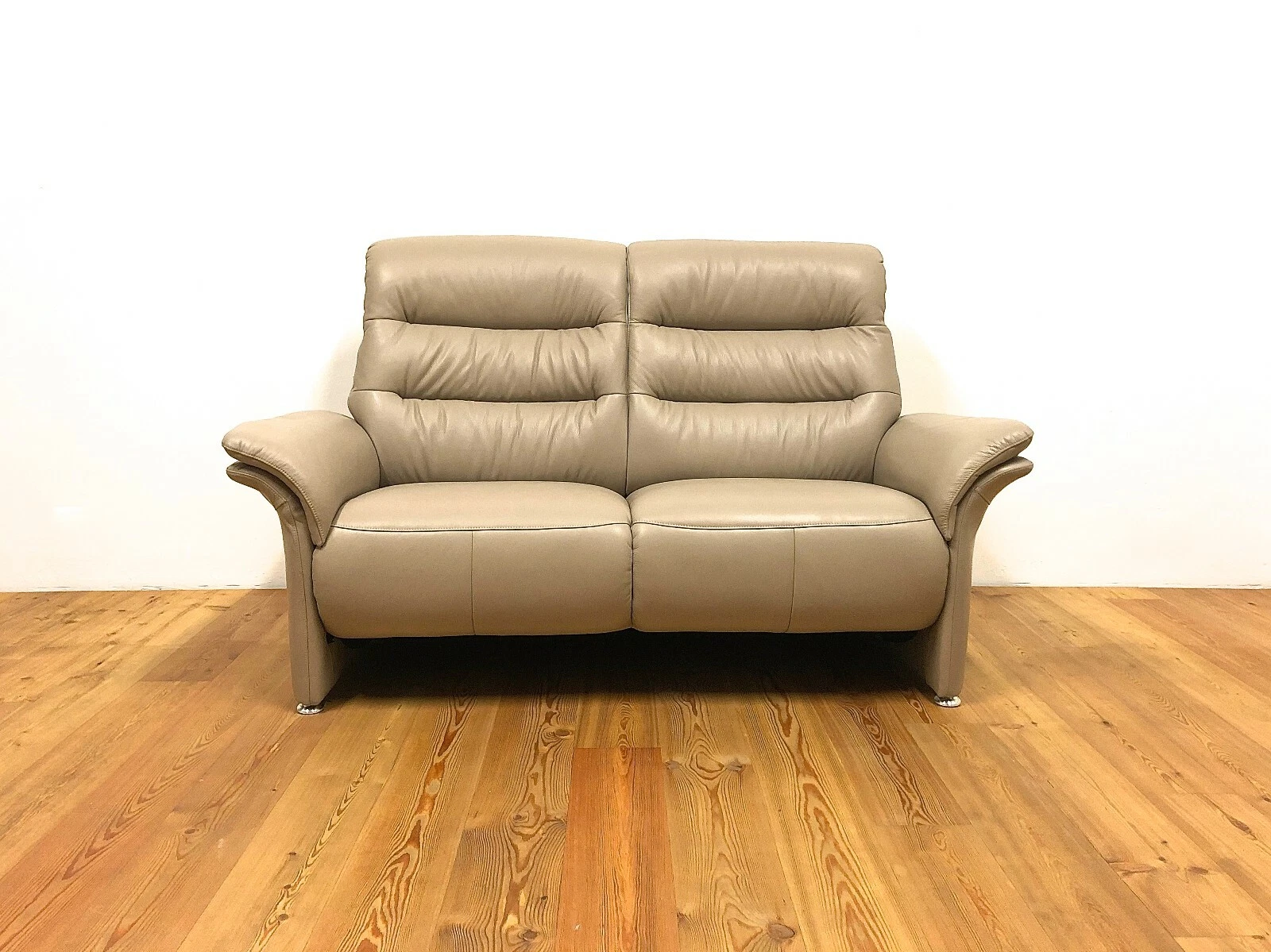 Hjort Knudsen sofa two-seater leather couch dark beige Danish design New