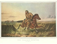 1952 Currier & Ives Lithograph The Prairie Hunter