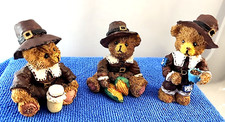GANZ Bears Thanksgiving Cottage Collection Figurines VTG Set Of 3 Bears