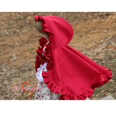 Blythe 1/6yosd 1/4MSD 1/3SD BJD Doll Clothes Retro Red Hooded Cloak Cape Shawl