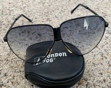 Vintage London Fog Aviator Folding Sunglasses w/Black Rims