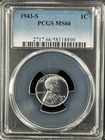 1943-S  1C  Lincoln Wheat One Cent  PCGS MS66  58318890