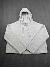 PINK Victoria's Secret Gray Hoodie M Medium Pullover Hooded Sweatshirt Knit Logo