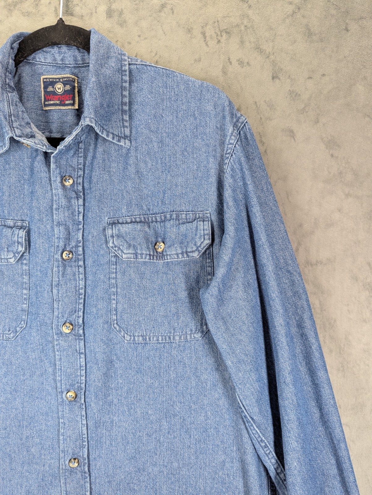 Wrangler Mens Denim Shirt Western Size Small Relaxed Fit Cowboy Rodeo Blue Retro image 5