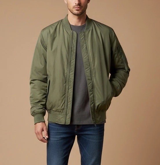 Old Navy Bomber Jacket Olive Green Orange Inside Men's Size Small Y2K